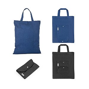Sacola dobrável (140 g/m²) em algodão, algodão reciclado e poliéster reciclado