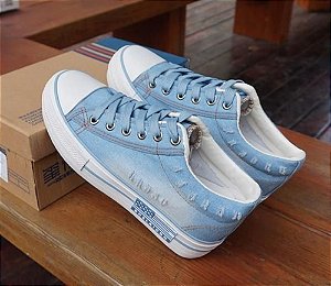 tenis feminino jeans plataforma flatform personalizado