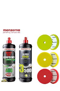 Kit Polimento Premium Menzerna 3 Boinas + 2 compostos 1kg