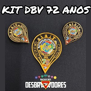 KIT 72 ANOS - Trunfo bordado, PIN Giratório, Prendedor 3 anéis 3D (Frete incluso para todo Brasil)