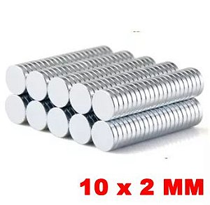 Imã De Neodímio Disco 10mm X 2mm *100 Peças*