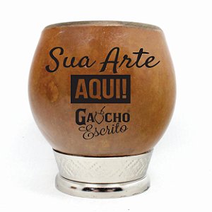 Cuia Coquinho Uruguaia com Bocal Queimado Base em Metal Personalizada