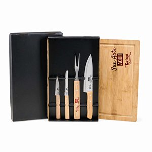 Kit Churrasco 5 Peças Personalziado com Tábua e Caixa
