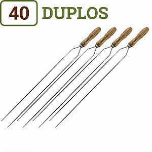 Espeto para Churrasco Duplo Cromado 85cm Personalizado - Gaúcho Escrito