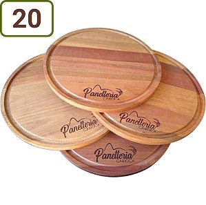 20 Tábuas Redondas Pizza / Queijo / Hambúrguer 23 cm Personalizadas