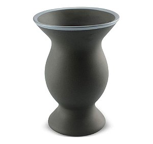 Cuia Chimarrão Tereré Cerâmica 350 ml Grafite c/ Borda Prata