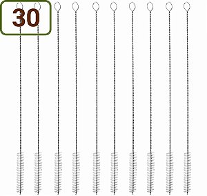 30 Escovas para Limpeza de Bombas de Chimarrão / Tereré e Canudos