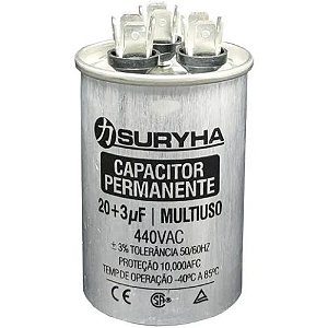 CAPACITOR PERMANENTE SURYHA 20+3UF 440V 1190