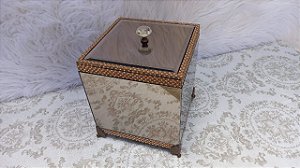 Lixeira Bronze com strass âmbar