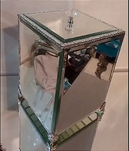 Lixeira prata detalhe em strass