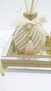 Kit Lavabo dourado vidro perolas