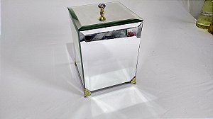 Lixeira espelhada detalhes dourado