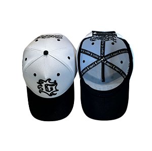 BONÉ GRAU E CORTE 244 - BRANCO COM PRETO - FRENTE TRUCKER