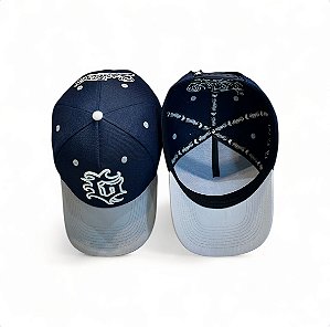 BONÉ GRAU E CORTE 244 - AZUL MARINHO COM BRANCO - FRENTE TRUCKER