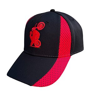 Boné aba Curva Bordado XT660 - Preto com Vermelho