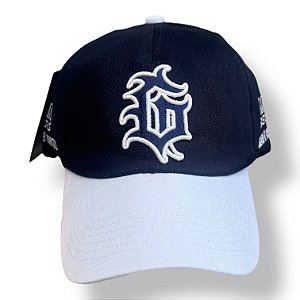 BONÉ GRAU E CORTE 244 - AZUL MARINHO COM BRANCO *fecho fivela*