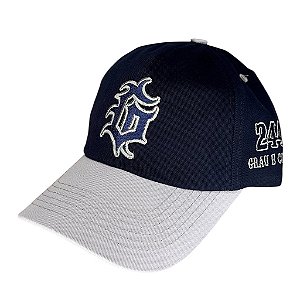 BONÉ GRAU E CORTE 244 - AZUL MARINHO COM BRANCO *fecho fivela*