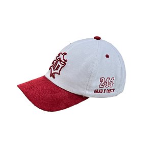 BONÉ GRAU E CORTE 244 - BRANCO COM VINHO ABA DE CAMURÇA