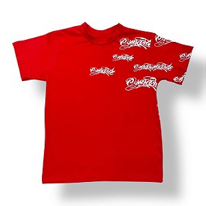 CAMISETA INFANTIL - ESCRITA OSASCORTE LATERAL - VERMELHO COM BRANCO