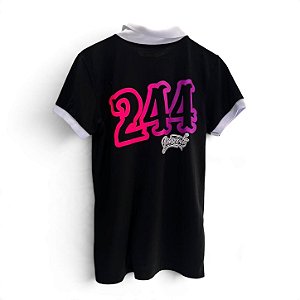 POLO 244 OSASCORTE - PRETA LOGO DEGRADÊ ROSA