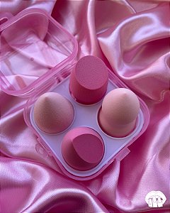 Kit de Esponja com 4 unidades + Case Cor: Rosa