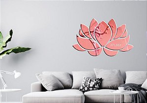 Espelhos Decorativos em Acrílico Flor de Lótus Rose Gold Pequena