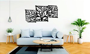 Quadros Decorativos 3 Peças  Árvore em PS Preto 130X68 CM