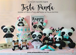 PROMOÇÃO  CURSO em Apostila Digital FESTA PANDA COMPLETA - Artes em Feltros - FAÇA NA MÃO OU NA MÁQUINA