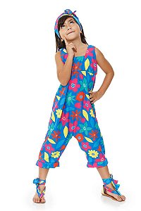 Macacão Infantil Feminino Anabela Azul/Rosa