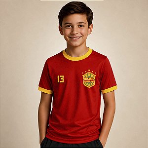 Camiseta Seleção Brasileira Vermelha Infantil