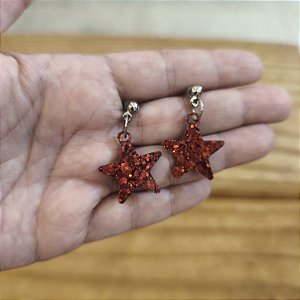 Brinco Estrela Glitter - Base com Tarraxa