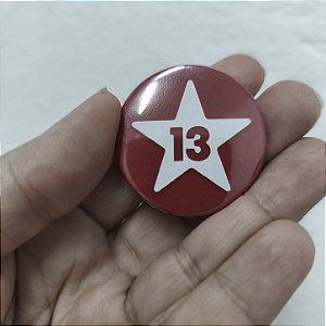 Botton Lula Estrela 13 Vermelho - 3,5 cm diâmetro