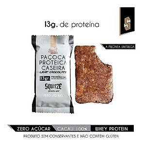 PAÇOCA PROTEICA CASEIRA CHOCOLATE 13G PROTEÍNA E ZERO AÇÚCAR - SQUEEZE (UNIDADE DE 31G)