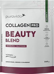 COLLAGEN PRO BEAUTY BLEND SABOR ROMÃ, CHÁ DE HIBISCO E CRANBERRY 540G PURA VIDA