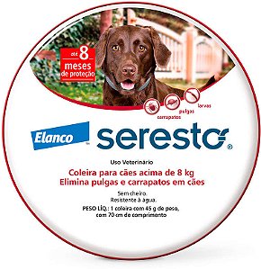 Coleira Antipulgas e Carrapatos Elanco Seresto para Cães acima de 8 Kg