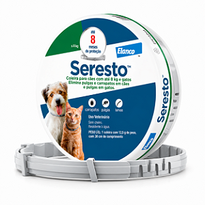 Coleira Antipulgas e Carrapatos Elanco Seresto para Cães e Gatos até 8 Kg