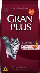 Ração GranPlus Gato Castrado Sabor Salmão & Arroz