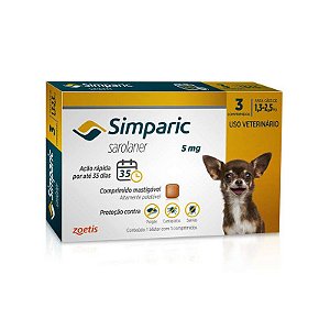 Simparic Antipulgas, Carrapatos e Sarnas 1,3kg a 2,5kg