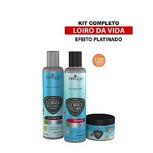 Kit Completo Max Blonde Loiro da Vida Matizador Trizzi Shampoo 300ml Condicionador 300ml Máscara 300g