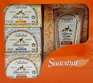 Kit Suavitrat de 3 Sabonetes e 1 Loção de Leite de Cabra Original