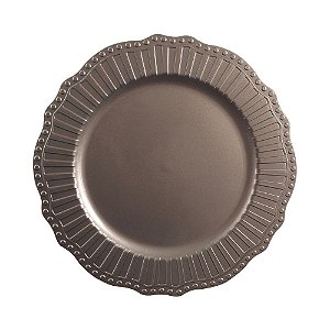 Sousplat Bronze 33cm Crown Polipropileno Mesa Posta Lugar Americano Decoracao Premium