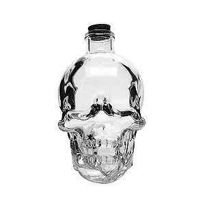 Licoreira Garrafa Vidro Transparente Caveira Cranio 400ml Whisky Vodka 13cm Bar