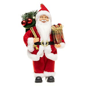Boneco Papai Noel 30cm Enfeite Luxo Vermelho Tradicional Decoracao Natal Premium
