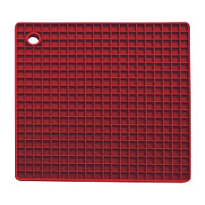Descanso de Panela Silicone Apoio Suporte Multiuso Maleavel 18cm Vermelho Quadrado