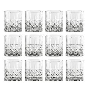 Jogo 12 Copo Whisky Vidro Transparente 332ml Drink Diamond Premium Bartender Servir