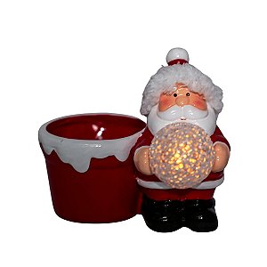Porta Vela Iluminada Enfeite Natal Papai Noel Ceramica Decoracao Natalina Premium