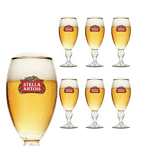 Jogo 6 Taça Cerveja Chopp Stella Artois Original 250ml Vidro Transparente Servir