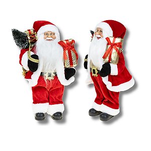 Boneco Papai Noel 30 cm Tradicional Saco Enfeite Natalino Premium Decoração Natal