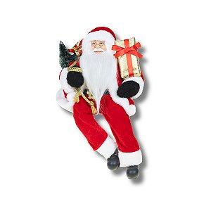 Papai Noel 30 cm Sentado Vermelho Enfeite Natalino Premium Decoração Natal