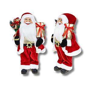 Boneco Papai Noel 40 cm Vermelho Saco Enfeite Natalino Premium Decoração Natal